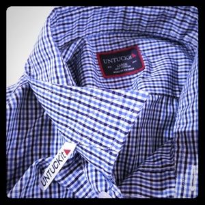 Mens Untuckit Long Sleeve Button Front Plaid Shirt